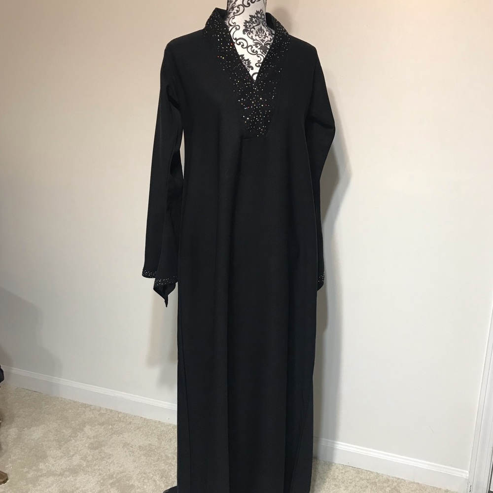 Black Muslim Rhinestone Colorful Abaya Jilbab